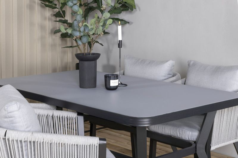 Venture Home Virya Rektangulärt Matbord 160 x 90 Svart + 4 st Matstolar Svart