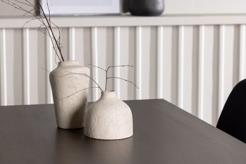 Venture Home Polar & Kaseidon 4 st Matstolar Svart + Rektangulärt Matbord 120 x 80 Mörkbrun