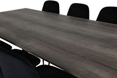 Venture Home Polar & Marina 6 st Matstolar Svart + Rektangulärt Matbord 180 x 90 Natur