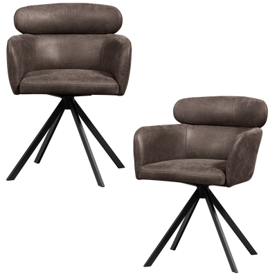 WOOOD Fenne Snurrbar Matstol i Läderlook - Svart 2 st