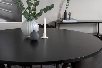 Venture Home Limhamn & Copenhagen 4 st Matstolar Grå + Runt Matbord ⌀140 Svart