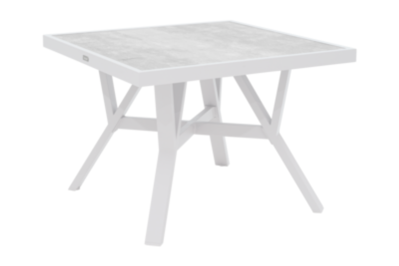 Brafab Samvaro Bord 90x90 cm med Glasskiva - Vit/Light Grey