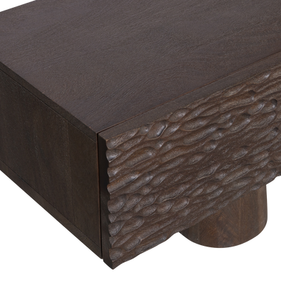 WOOOD Crumble Snidad TV-bänk i Mangoträ Mörkbrun Valnöt