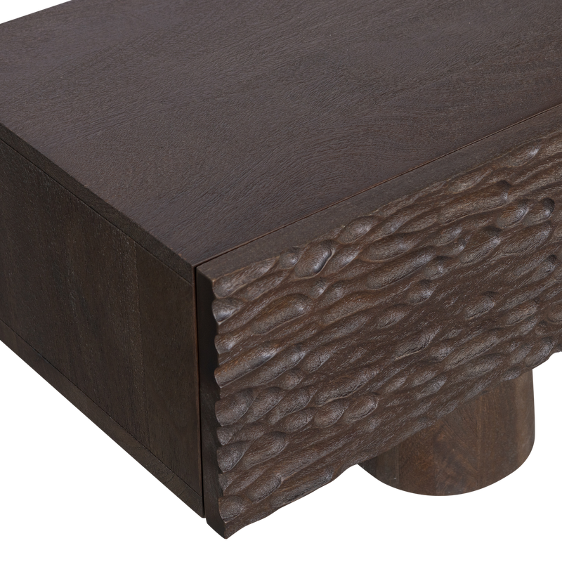 WOOOD Crumble Snidad TV-bänk i Mangoträ Mörkbrun Valnöt