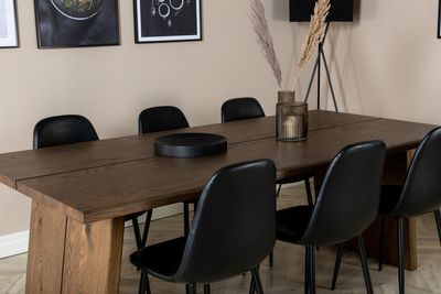 Venture Home Logger & Polar Rektangulärt Matbord 210 x 100 Natur + 6 st Matstolar Svart