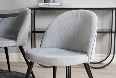 Venture Home Copenhagen & Velvet Runt Matbord ⌀140 Svart + 6 st Matstolar Ljusgrå
