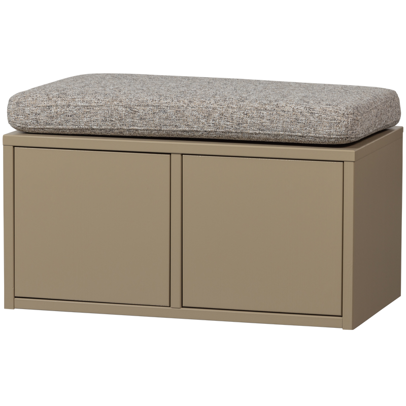 WOOOD Turner Förvaringsbänk i Furu med Khakifärgad Sittkudde