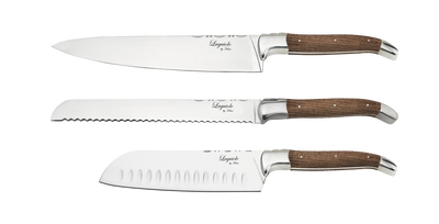 Laguiole By Hâws kockknivset med 3 delar, handtag i olivträ