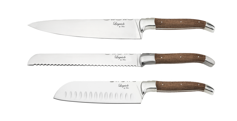 Laguiole By Hâws kockknivset med 3 delar, handtag i olivträ
