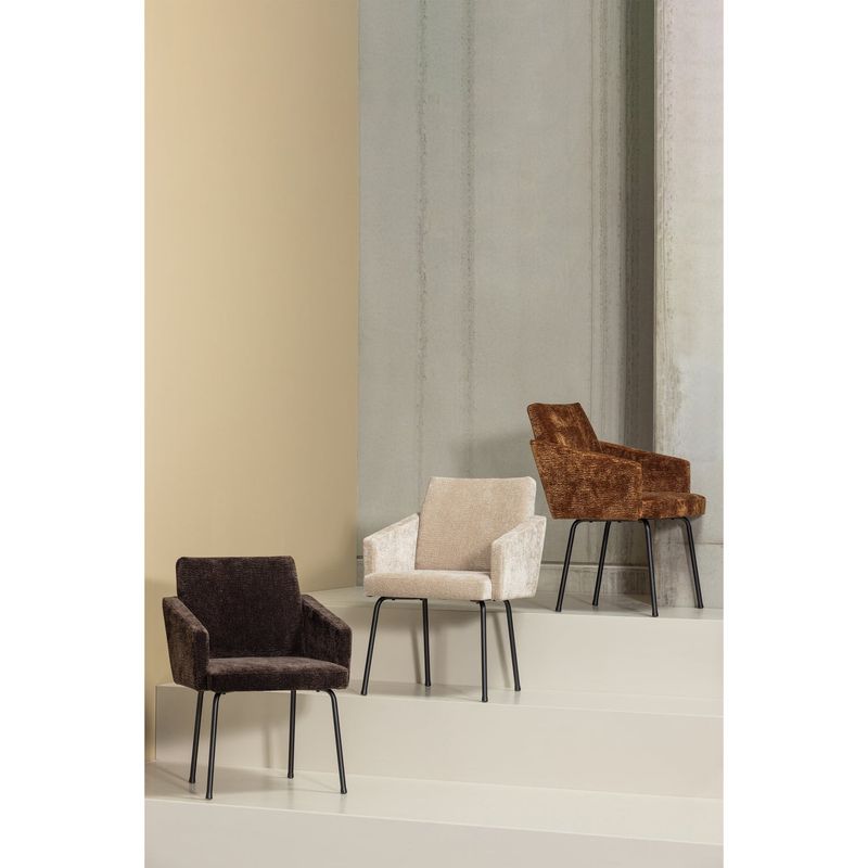 WOOOD Mount Matstol med Armstöd i 3D Chenille Sand 2 st