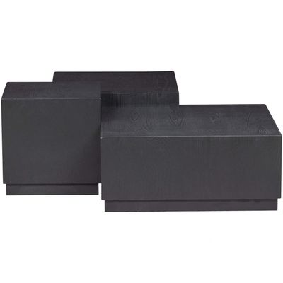 WOOOD Pim Sidobord Trä Svart - Set om 3