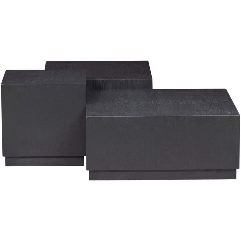 WOOOD Pim Sidobord Trä Svart - Set om 3