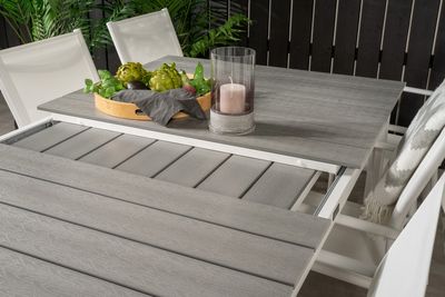 Venture Home Levels & Santorini Rektangulärt Matbord 160 x 100 Vit + 6 st Matstolar Vit