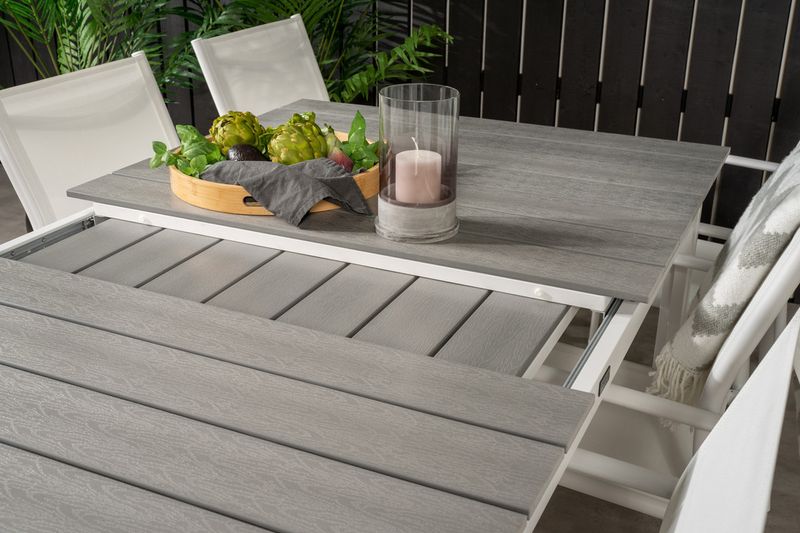 Venture Home Levels & Santorini Rektangulärt Matbord 160 x 100 Vit + 6 st Matstolar Vit