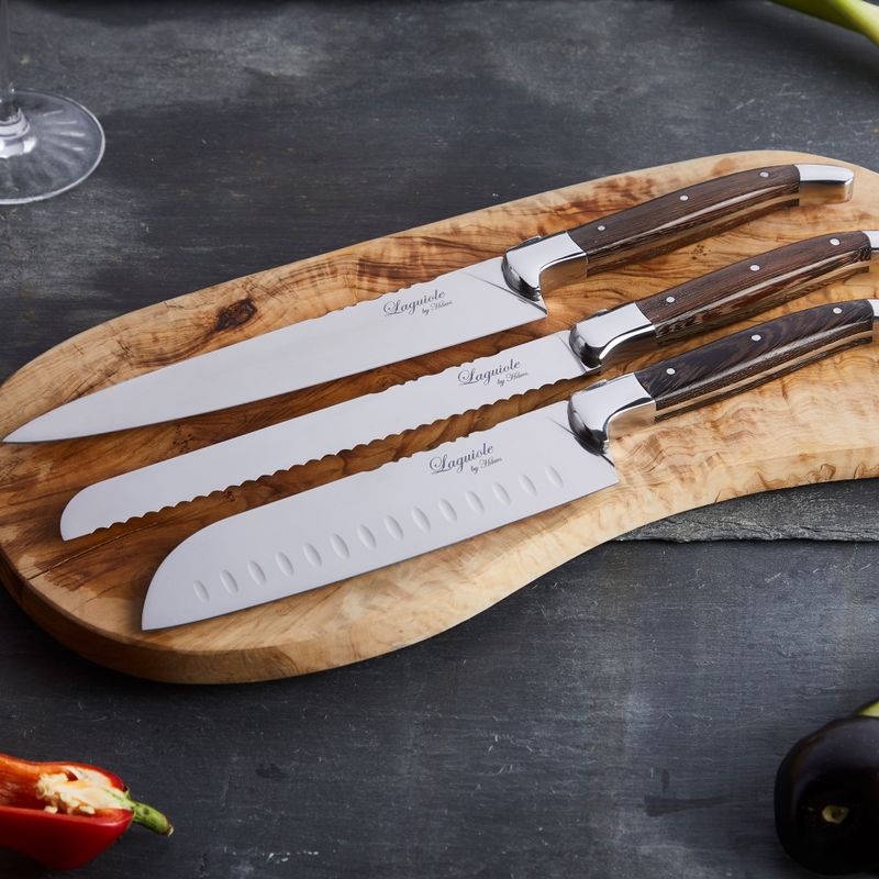 Laguiole By Hâws kockknivset med 3 delar, handtag i wengéträ