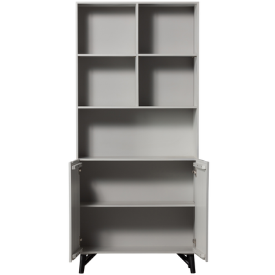 WOOOD Carved Organic 2-Dörrars Förvaringsskåp i Mangoträ Mistgrå