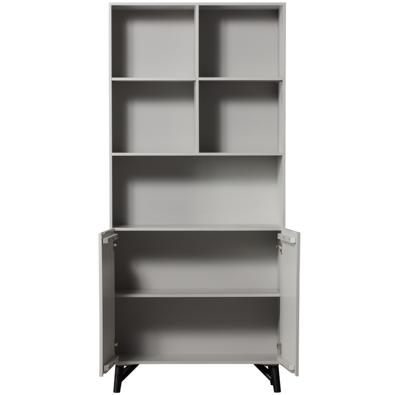 WOOOD Carved Organic 2-Dörrars Förvaringsskåp i Mangoträ Mistgrå