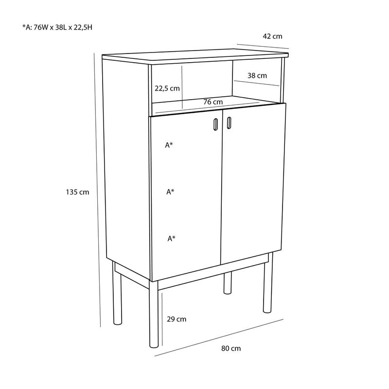 Hübsch Ulterior Skåp Natur 80x42xh135cm