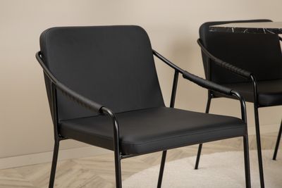 Venture Home Tvist & Marbs 4 st Matstolar Svart + Runt Matbord ⌀110 Svart