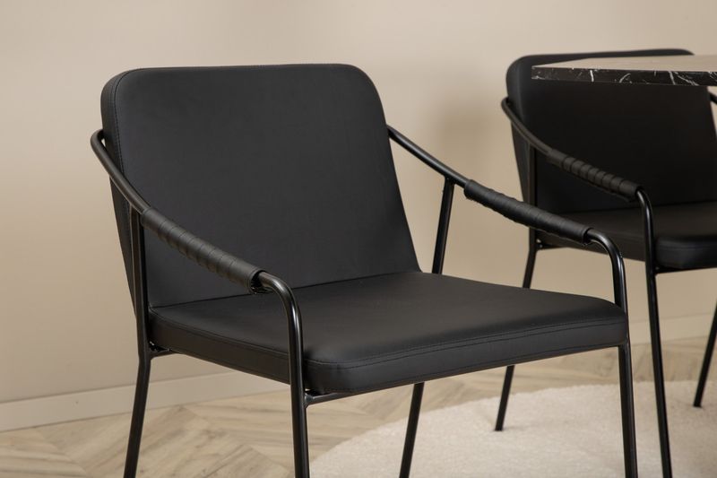 Venture Home Tvist & Marbs 4 st Matstolar Svart + Runt Matbord ⌀110 Svart