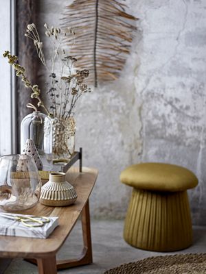 Bloomingville Roberta Sittpuff, Gul, Polyester