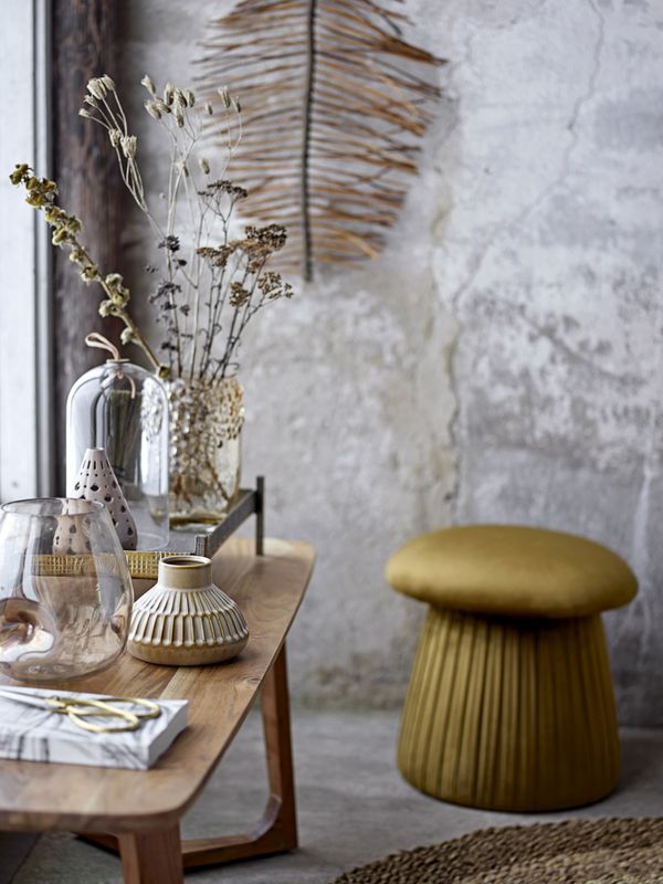 Bloomingville Roberta Sittpuff, Gul, Polyester