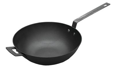 Ronneby Bruk, Lättviktsgjutjärn Wokpanna 32 cm – Smidesskaft & Motgrepp