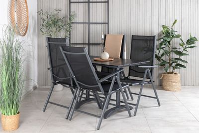 Venture Home Denver & Break Rektangulärt Matbord 120 x 70 Svart + 4 st Positionsstolar Svart