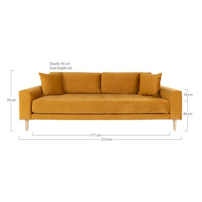 House Nordic Lido 3-sits soffa Senapsgul