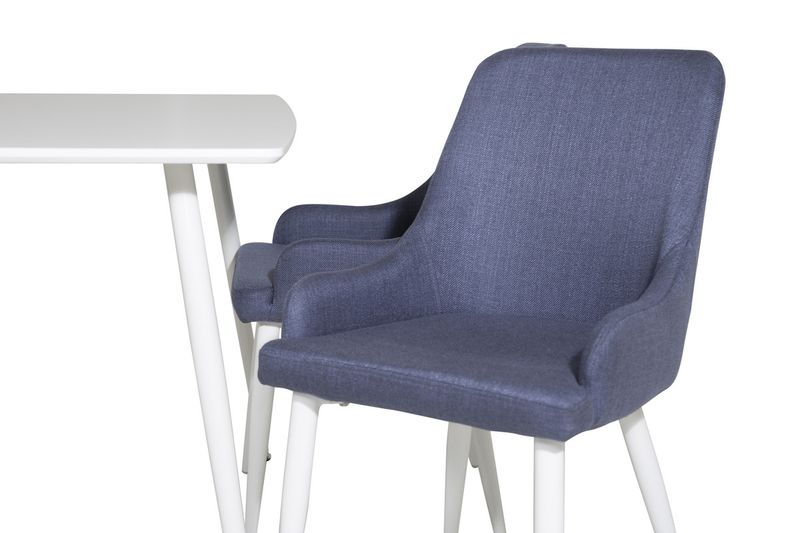 Venture Home Plaza & Polar 4 st Matstolar Blå + Rektangulärt Matbord 120 x 75 Vit