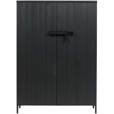 WOOOD BRUUT 2-dörrars Skåp Borstad Furu Svart