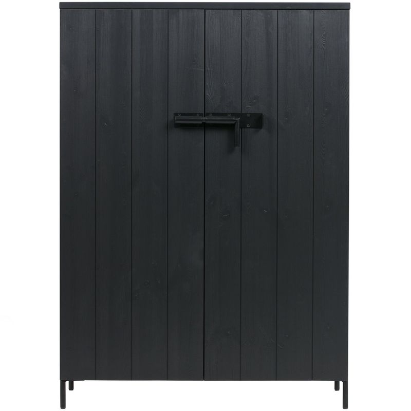 WOOOD BRUUT 2-dörrars Skåp Borstad Furu Svart