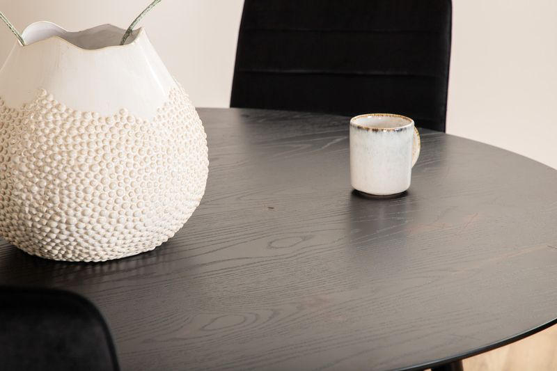 Venture Home Dipp & Windu Runt Matbord ⌀115 Svart + 4 st Matstolar Svart