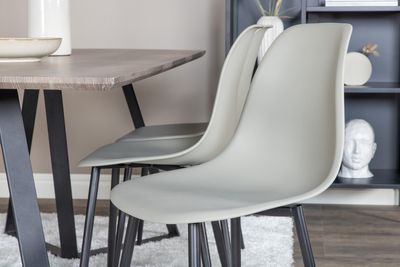 Venture Home Polar & Marina 6 st Matstolar Grå + Rektangulärt Matbord 180 x 90 Natur