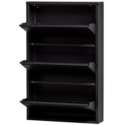 WOOOD SABINE 3-facks Skoskåp i Svart Metall