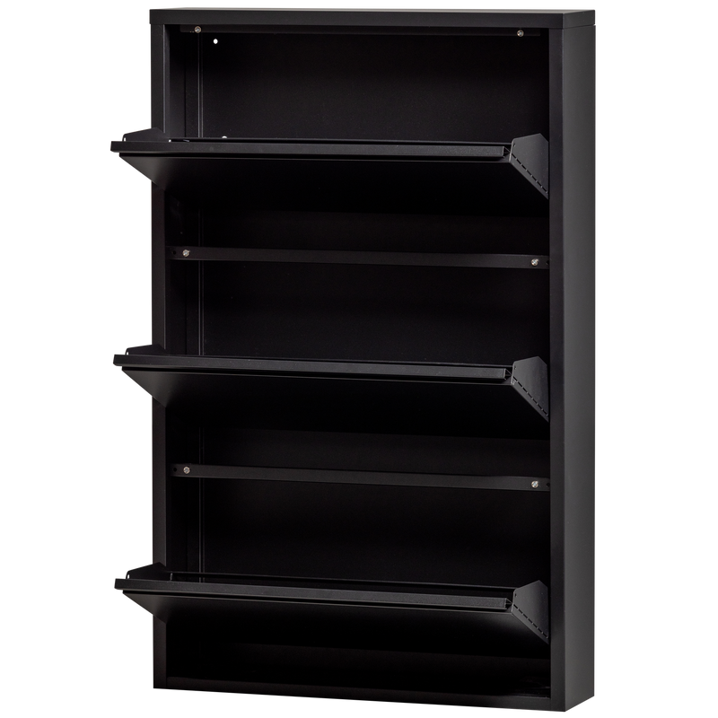 WOOOD SABINE 3-facks Skoskåp i Svart Metall