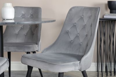 Venture Home Estelle & Velvet Deluxe Runt 4 st Matbord ⌀106 Mörkgrå + Matstolar Ljusgrå