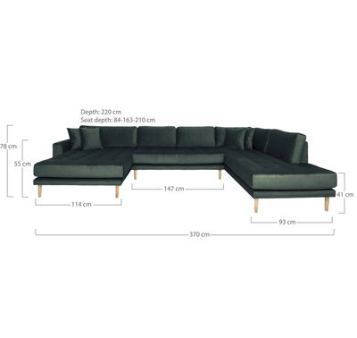 House Nordic Lido U-soffa Öppen Ände Mörkgrön