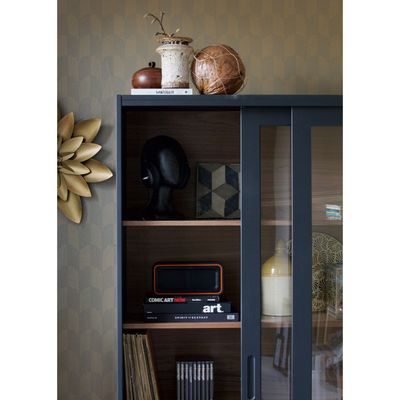 WOOOD James Vitrinskåp Svart/Valnöt [FSC]