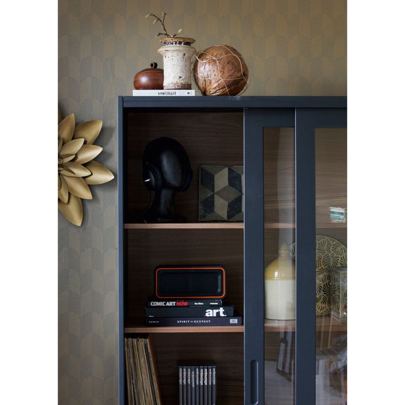 WOOOD James Vitrinskåp Svart/Valnöt [FSC]