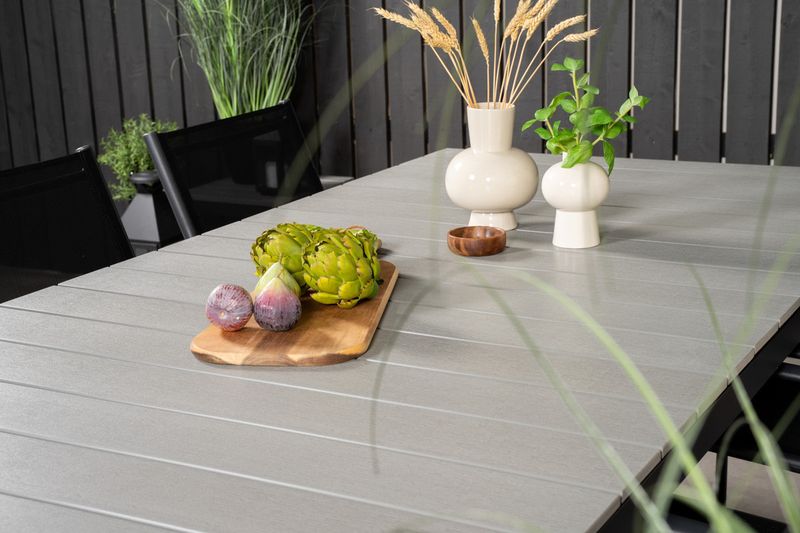 Venture Home Levels & Santorini Rektangulärt Matbord 229 × 100 Svart + 6 st Matstolar Svart