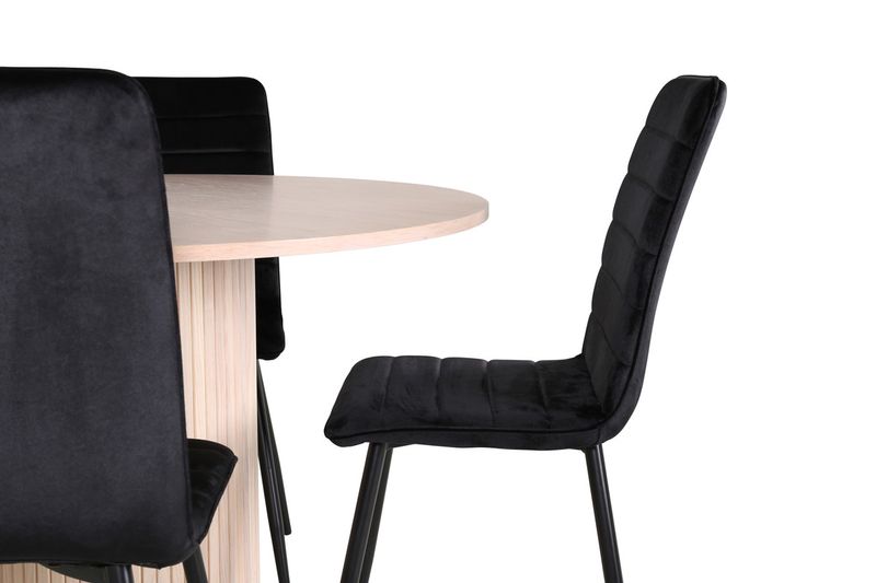 Venture Home Bianca & Windu Runt Matbord ⌀110 Vitputsad + 4 st Matstolar Svart