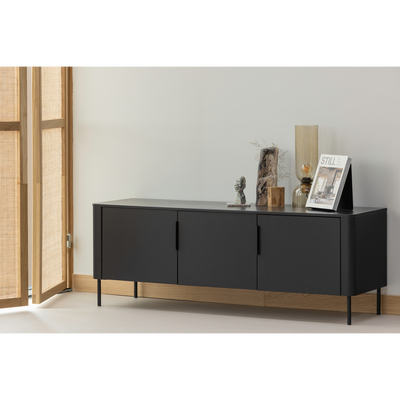 WOOOD Gunnar TV-bänk 154 cm i mattsvart furu