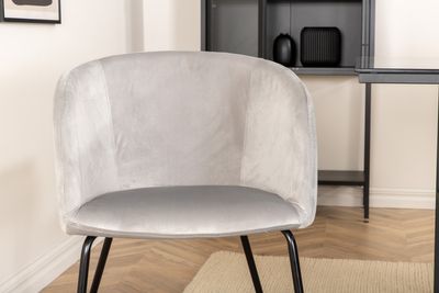 Venture Home Berit & Leif 6 st Matstolar Grå + Rektangulärt Matbord 200 x 90 Svart