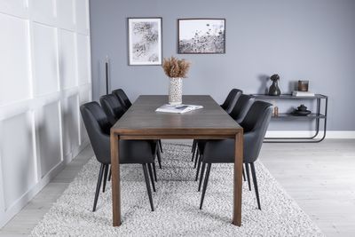 Venture Home Slider & Comfort Rektangulärt Matbord 170 x 95 Natur + Matstolar 6-pack Svart