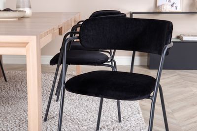 Venture Home Slider & Arrow Rektangulärt Matbord 170 x 95 Vitputsad + Matstolar 6-pack Svart