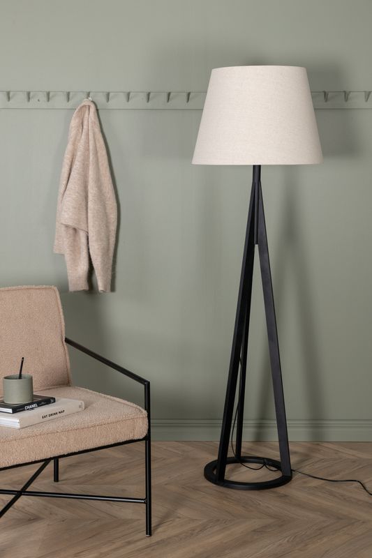 Venture Home Kona Golvlampa i Trä med Linneskärm