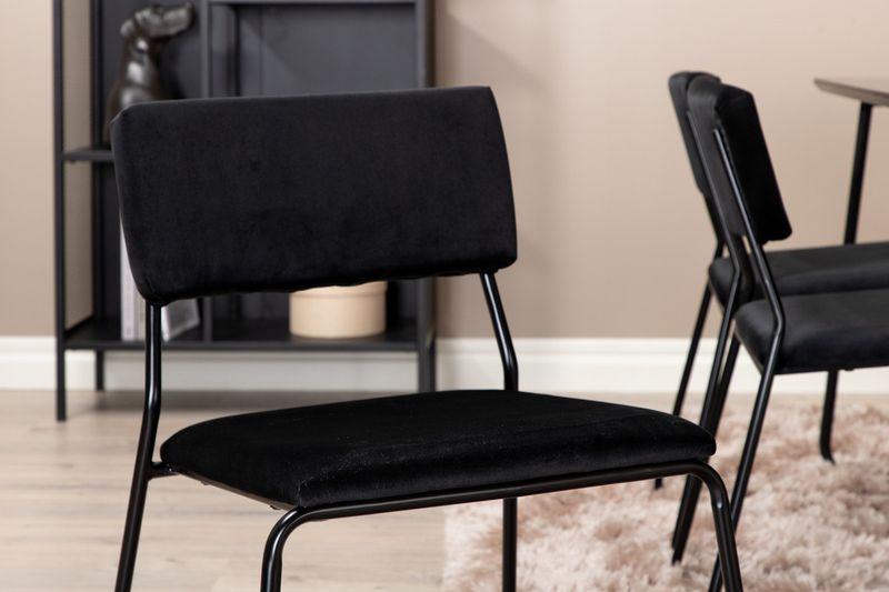 Venture Home Kenth & Petra 6 st Matstolar Svart + Rektangulärt Matbord 190 x 90 Svart