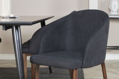 Venture Home Arch & Dipp 6 st Matstolar Svart + Rektangulärt Matbord 180 x 90 Svart