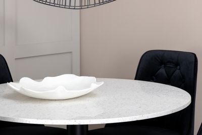 Venture Home Razzia & Velvet Deluxe Runt Matbord ⌀106 Vit + 4 st Matstolar Svart